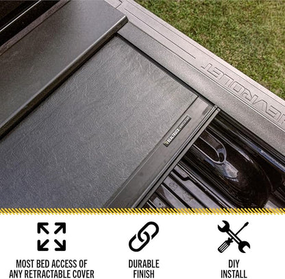 RealTruck Roll-N-Lock M-Series Retractable Truck Bed Tonneau Cover | LG225M | Fits 2019 - 2025 Chevy/GMC Silverado/Sierra, works w/ MultiPro/Flex tailgate 8' Bed (96.3")