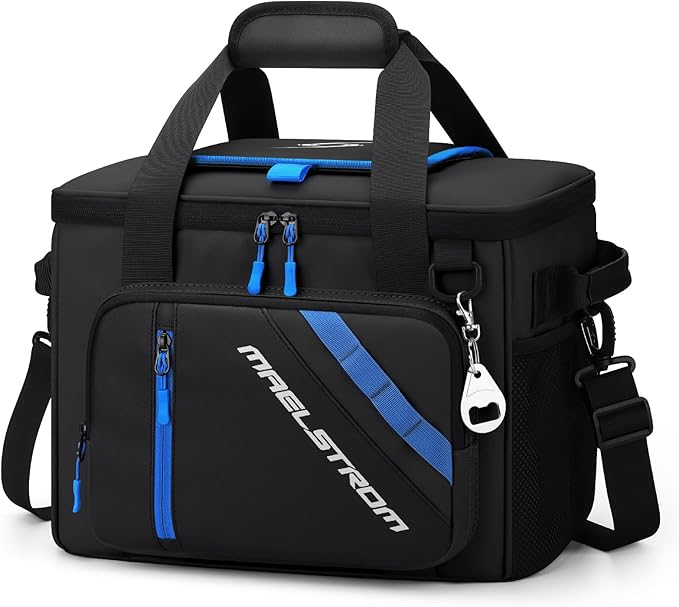 Maelstrom Cooler Bag, 30 Cans Beach Cooler, Large Leakproof Insulated Soft Cooler with Bottle Opener, Ice Chest, Portable Collapsible Cooler for Travel, Camping, Shopping