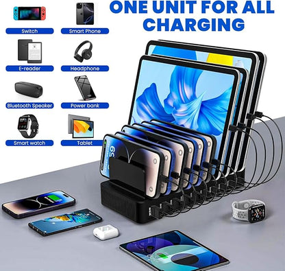 RISWOJOR Charging Station for Multiple Devices, 100W 10 Ports Charging Dock