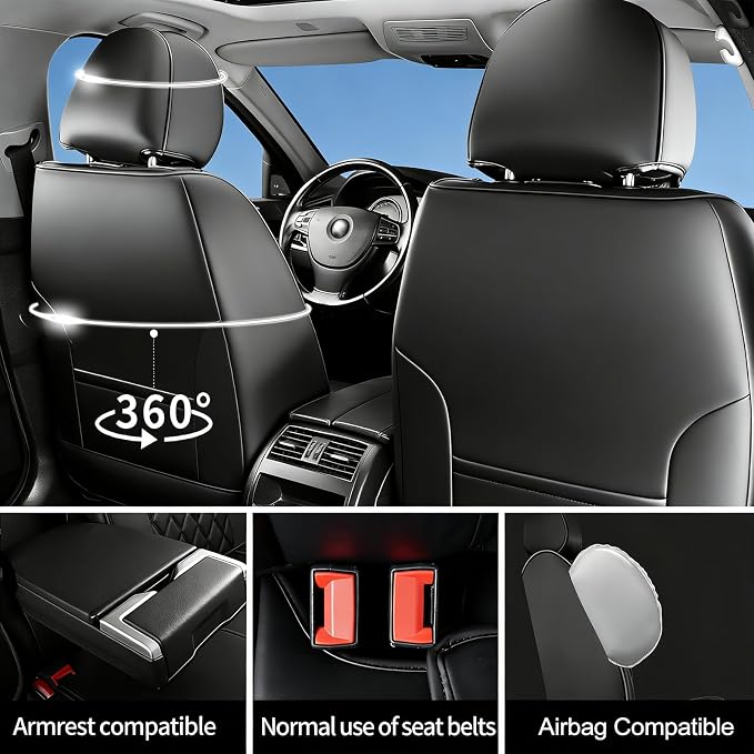 Car Seat Covers Compatible with Hyundai Venue 2020-2025 2026 - Full Set 5 Seats Luxury Leather All-Weather Seat Cushions & Protectors, Waterproof & Breathable, Airbag Compatible (Red)