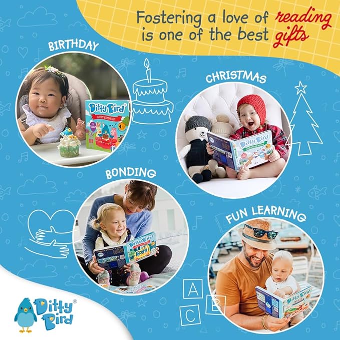 DITTY BIRD Touch & Feel Colors Edition Musical Books | Fun Montessori Toys & Learning Resources | Sensory Toys for Kids | Interactive Toddler Books for 1 Year Old to 3 Year Olds | Sturdy Baby Book