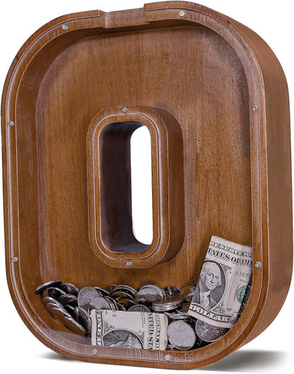 Wooden Letter Piggy Bank for Kids Larger Letter Piggy Bank for Boys and Girls Personalized Piggy Bank Initial Coin Bank Wood Kids Money Bank for Birthday and Festival
