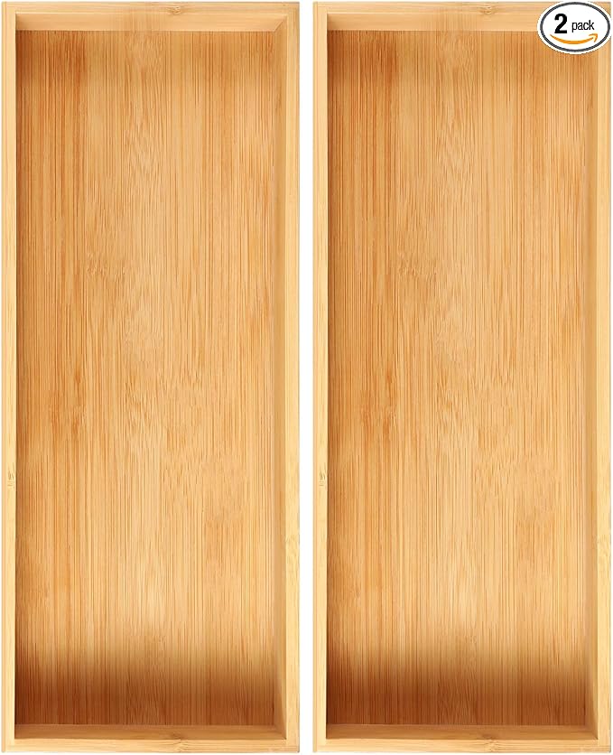 Fabsome Kitchen Utensil Drawer Organizer, Bamboo Silverware Cutlery Flatware