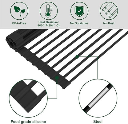 HANZENMA Roll Up Dish Drying Rack Over The Sink Kitchen Roll Up Sink Drying