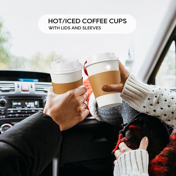 JOLLY PARTY 12 oz Paper Coffee Cups, Disposable Paper Coffee Cup
