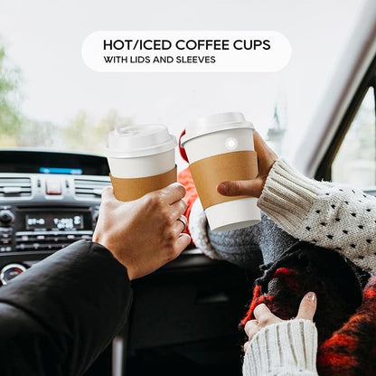 JOLLY PARTY 12 oz Paper Coffee Cups, Disposable Paper Coffee Cup