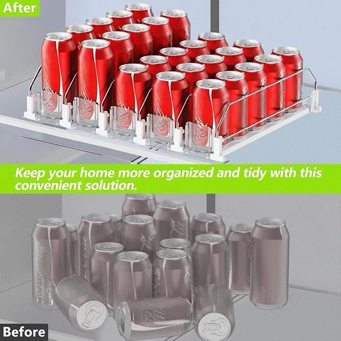 IBORING Drink Organizer for Fridge, Self Pushing Fridge Drink Organizer