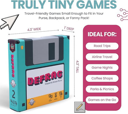 Defrag | Nostalgic Floppy Disk Themed Travel-Size Board | Play Anywhere | Challenging Puzzle with Scenario Booklet | Solo Play for Ages 12+ | Tiny Series