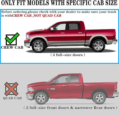 COMNOVA 6 Inches Running Boards Compatible with 2009-2018 Dodge Ram 1500 Crew Cab(Including 2019-2024 Classic), 2010-2026 Ram 2500 3500, Carbon Steel Side Steps.
