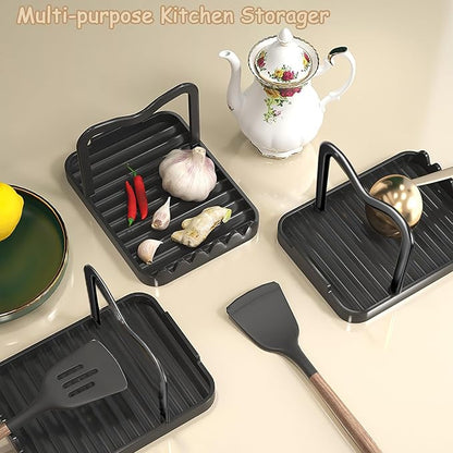 Spoon Rest with Lid Holder, Stainless Steel Lid Holder While Cooking &