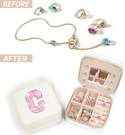 Jewelry Case - Fashion Jewelry Box | Customized Mother's Day Gift, Birthday Gift for Mom | Cream,C