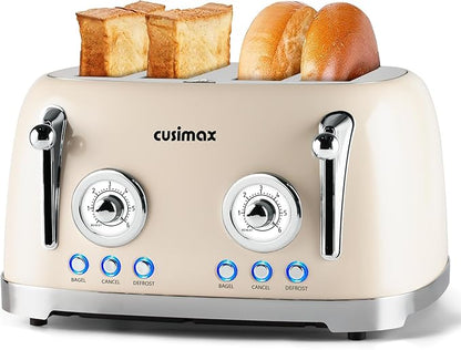 CUSIMAX Toaster 4 Slice, Retro Toaster