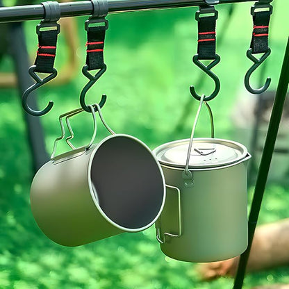 BY-J Titanium Camping Cookware Set – 750mL & 420mL Titanium Pot with Lid and Foldable Handle, Compact Backpacking and Travel Kitchenware for Camping, Hiking and Fishing