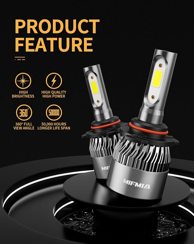 𝟫𝟢𝟣𝟤/𝖧𝖨𝖱𝟤 Bulbs 6500K White 800% Brightness 40000LM, Non-Polarity Plug and Play with Fan, IP68 Waterproof Off-Road Lights, Pack of 2