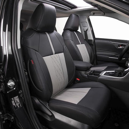 EKR Corolla Seat Covers Custom Fit for Toyota Corolla 2014 2015 2016 2017 2018 2019 S/SE Sedan,Full Set Leather Car Seat Cover for Cars-Faux Leather(Black+Light Gray)