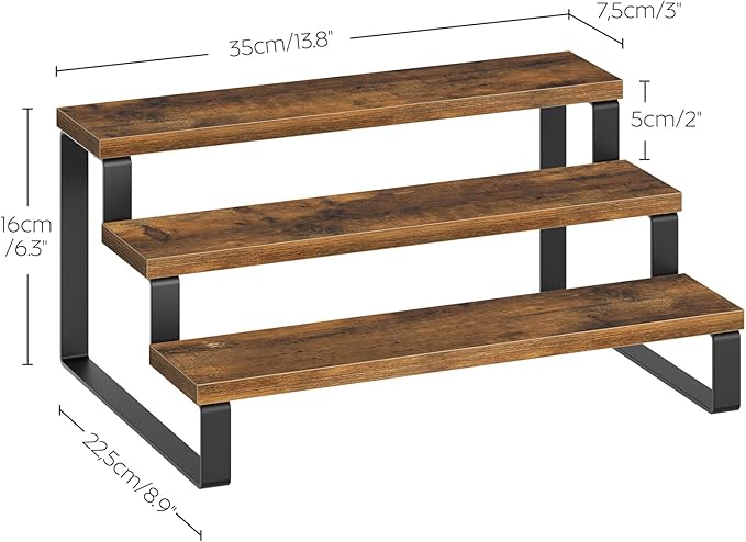 YATINEY Spice Rack, 3 Tier Wooden Display Riser Stand, Kitchen Storage Organizer