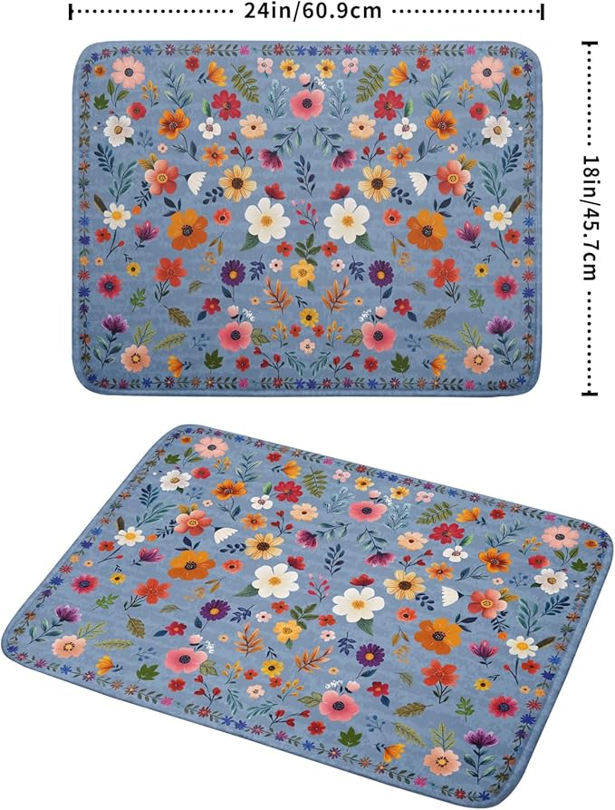 Colorful Flower Dish Drying Mat
