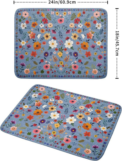 Colorful Flower Dish Drying Mat
