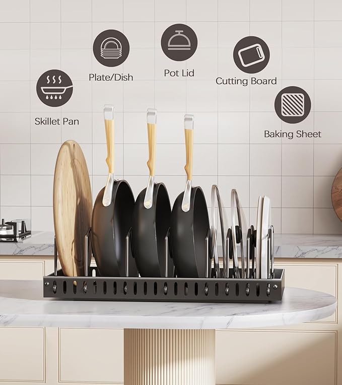 Lozovin Pull Out Pots and Pans Organizer Under Cabinet, Sliding Lid Holder and