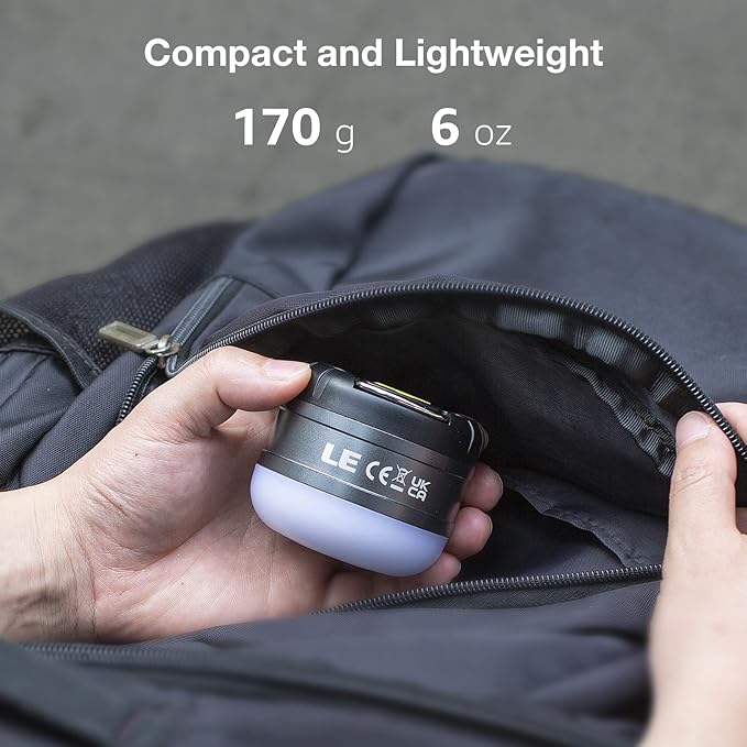 LE LED Camping Lantern Rechargeable, 310LM, 5 Light Modes, Power Bank, Waterproof, Mini Flashlight with Magnetic Base for Hurricane Emergency, Outdoor, Hiking, Home and Car