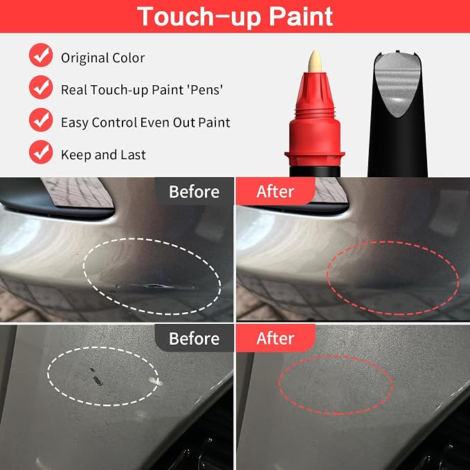Carhoo A68 Platinum Gray Touch Up Paint Compatible with BMW, Genuine Custom Color Car Touch Up Paint, With Pen Tip & Fine Brush - 0.56 Fl Oz(16ml)