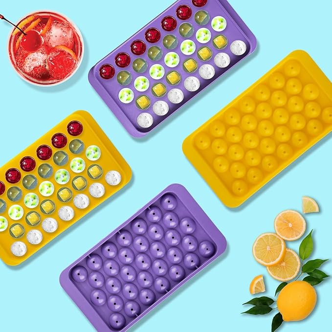 Small Ice Cube Trays for Freezer – 2 Pack Hard Plastic Mini Ice Cube Trays