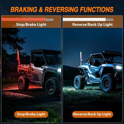 Nilight LED Whip Light 1PC 2FT Spiral RGB Antenna Whips with Spring Base, App/Remote Control DIY Chasing Patterns Brake & Reverse Lights for Side by Side ATV UTV RZR Can-Am Buggy Jeep