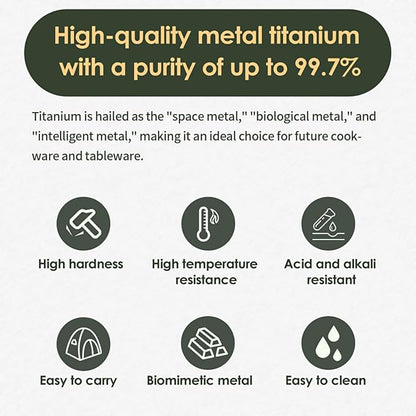 BY-J Titanium Camping Cookware Set – 750mL & 420mL Titanium Pot with Lid and Foldable Handle, Compact Backpacking and Travel Kitchenware for Camping, Hiking and Fishing