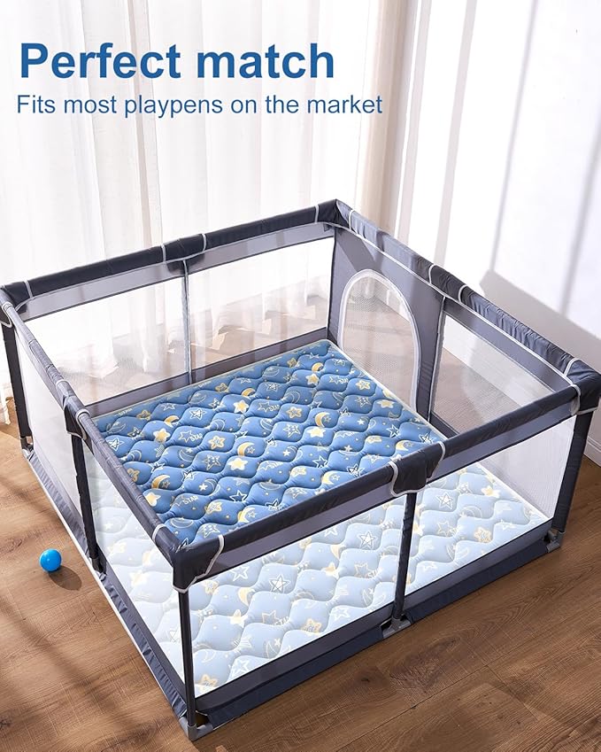 Odorless Premium Foam Baby Play Mat, Soft Microfiber Fabric Crawling Mat for Floor- Comfortable and Hypoallergenic, Non-Slip Cushioned Floor Playpen mat for Infants,Babies,Toddlers