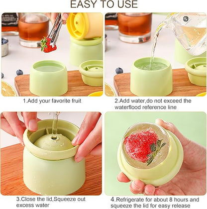 Round Ice Cube Molds Set of 4, Make 2.4 Inch Spherelce ice
