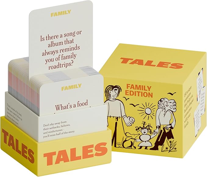 TALES 150 Conversation Cards, Family Edition, Perfect for Family Games for Adults, Teens, and Kids, Family Dinners, Game Nights, Gifts, Holidays, and Gatherings, Prompts for Meaningful Connections