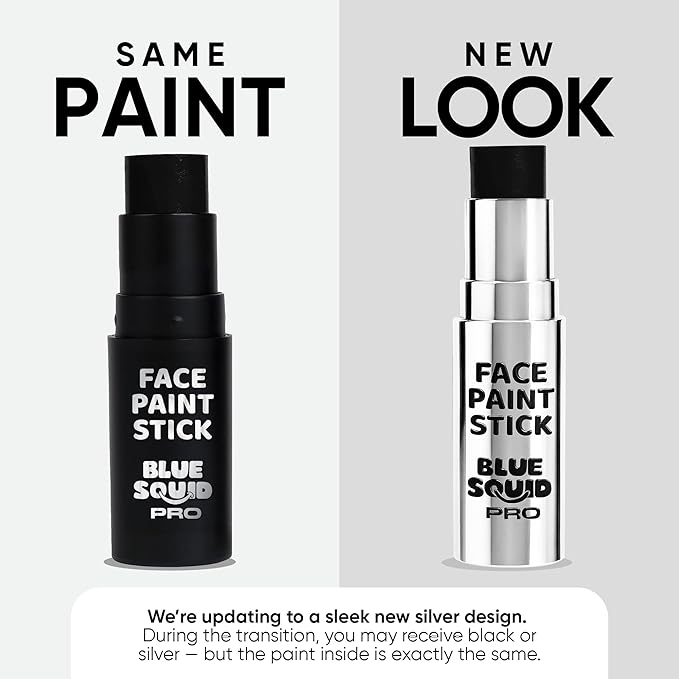 Blue Squid PRO Black Face Paint Stick - Waterproof Body Paint for Adults & Kids Eye Black Baseball, Eyeblack Softball - Vegan Hypoallergenic Twist-Up Non-Toxic Makeup Stick for Cosplay, Sports & SFX