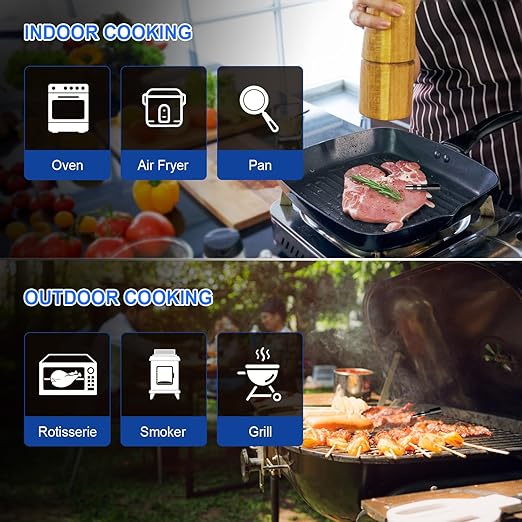 Wireless Meat Thermometer – Digital Cooking Thermometer with Wireless Probe – 500Ft Remote Range Food Thermometer – with iOS & Android Read App -Preprogrammed Temperatures for BBQ, Oven, Grill