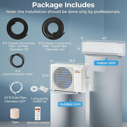 COSTWAY 12000 BTU Mini Split Air Conditioner & Heater, 208-230V WiFi Enabled 24