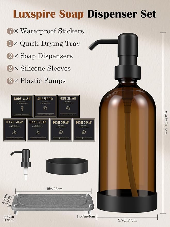 Luxspire Soap Dispenser Set, Hand Soap Dispensers