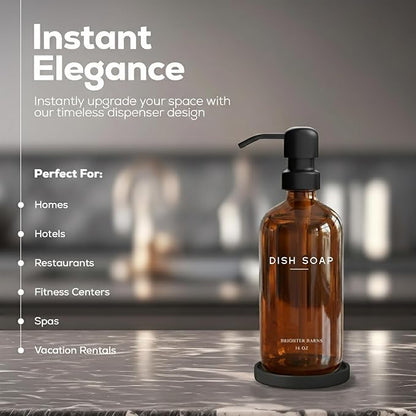 Amber Glass Dish Soap Dispenser