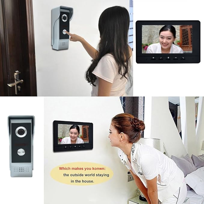 AMOCAM Wired Video Intercom System, 7 Inches Video Doorbell Door Phone System