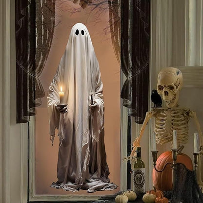 2 Pcs Halloween Decorations Window Clings Decor Double-Side Extra Large Scary White Ghosts Halloween Spooky Window Decals School Home Office Party Supplies for Glass Windows