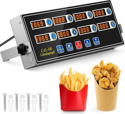 Relaxweex 1 Pack Commercial 8 Channel Digital Kitchen Timer, Wall Mount or
