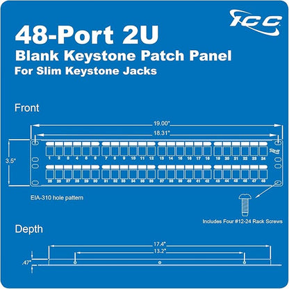 ICC 48 Port Blank Keystone 2U Patch Panel