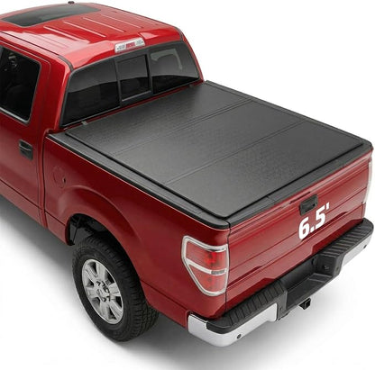 BDFHYK Hard Tri-Fold Tonneau Cover for Ford F-150 2004-2014 & Lincoln Mark LT 2006-2014 6.5 ft (78"-79") Styleside Bed, Waterproof Low Profile Truck Bed Cover with Anti-Theft Lock, Easy Install