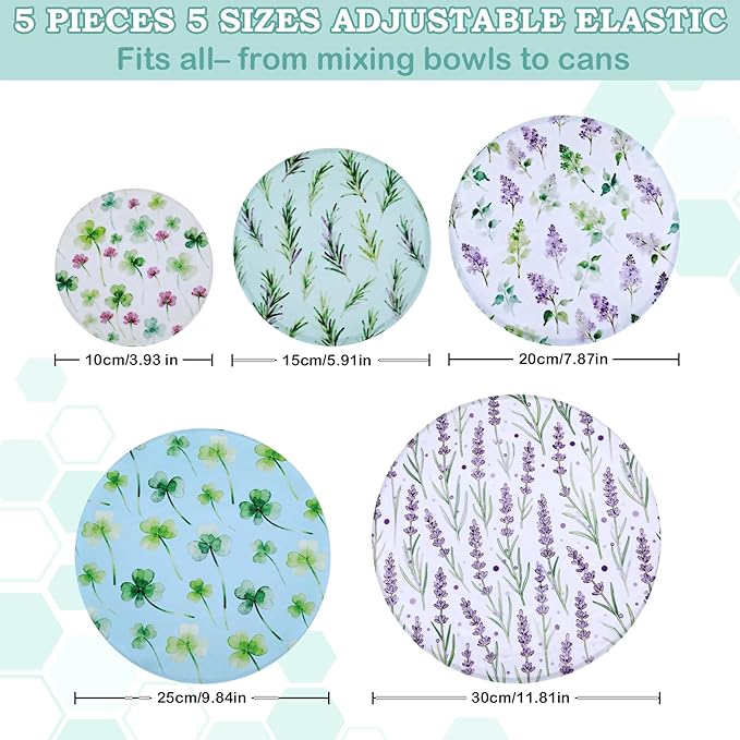 5-Size Reusable Beeswax Bowl Covers