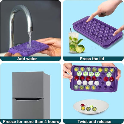 Small Ice Cube Trays for Freezer – 2 Pack Hard Plastic Mini Ice Cube Trays