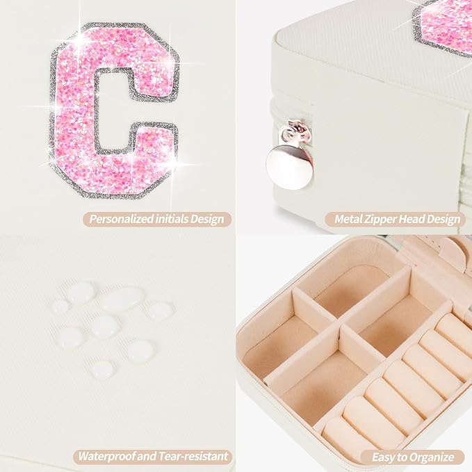 Jewelry Case - Fashion Jewelry Box | Customized Mother's Day Gift, Birthday Gift for Mom | Cream,C