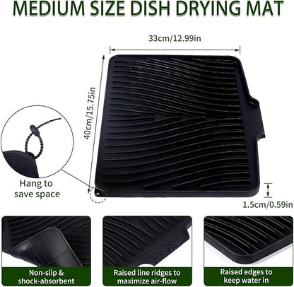 Silicone Dish Drying Mat 16x13, Food-Grade Silicone, Easy Clean Pad