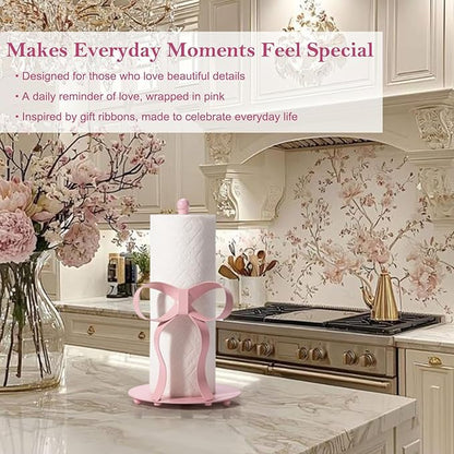 Pink Bow Paper Towel Holder Coutertop