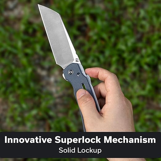 CIVIVI Buster FG Large Pocket Knife for EDC, Superlock Folding Knife for Men Women with 4.2" Nitro-V Blade G10 Handle, Designed by Snecx Tan C24052-2 (Neutral Blue)