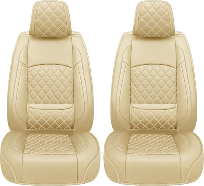 Car Seat Covers Compatible with Hyundai Santa Fe 2009-2025 2026- Full Set 5 Seats Luxury Leather All-Weather Seat Cushions & Protectors, Waterproof & Breathable, Airbag Compatible (Beige)