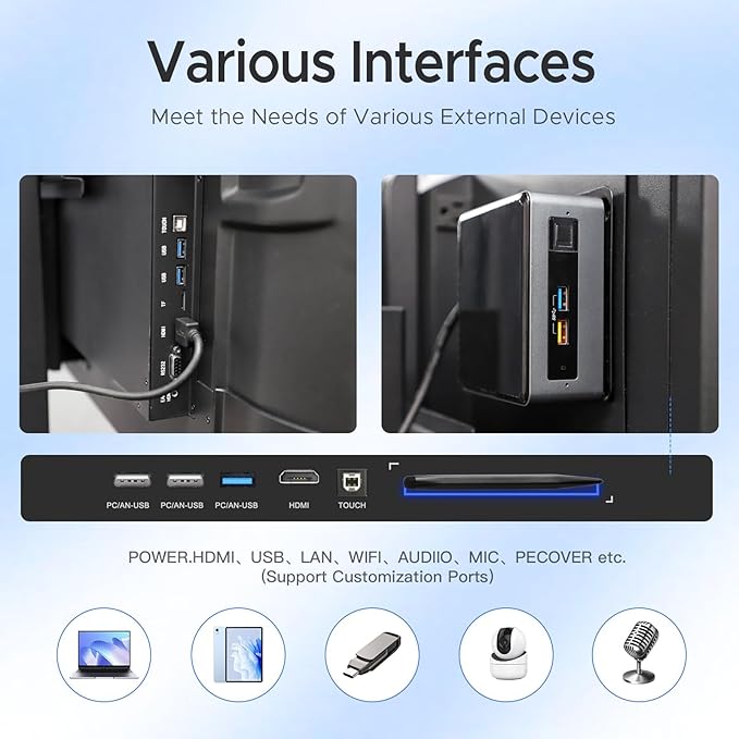 YIXZSWD Smart Board, 55 Inch Interactive Whiteboard 4K Touchscreen Built in