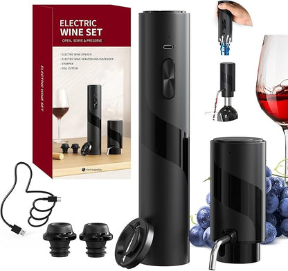 CIRCLE JOY Electric Wine Bottle Opener Set Rechargeable 7-in-1 Wine Set